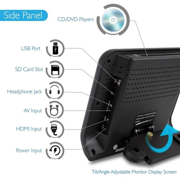 Pyle Pld94bk Universal Car Headrest Mount Monitor - 9x22 Vehicle DVD Player