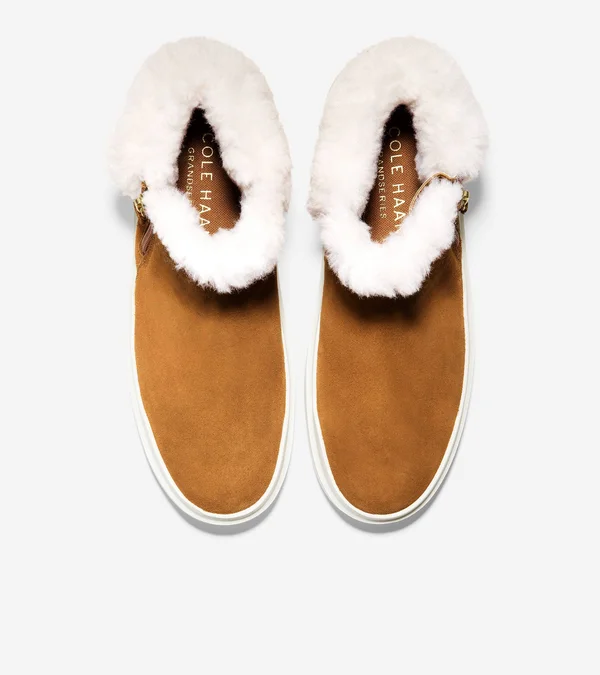 Cole Haan Grandpro Rally Faux Fur Trim Bootie - Brown - 6 B