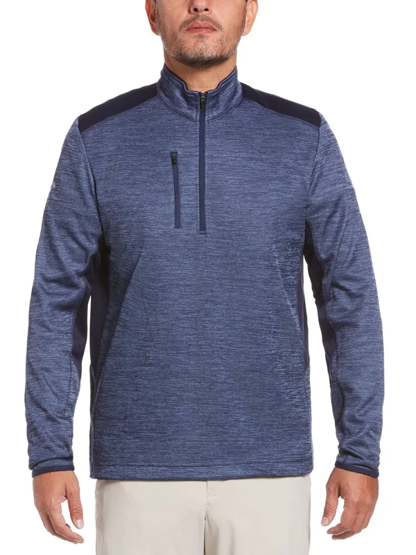 Callaway Men's Dual Action Aquapel Block Swing Tech 1/4 Zip Pullover, Peacoat Heather Blue, Size Medium, 100% Polyester