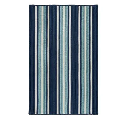 Breakwater Bay Madalynn Stripe Shoreline Hand-Braided Blue Indoor/Outdoor Area Rug, Size: Rectangle 7' x 9'