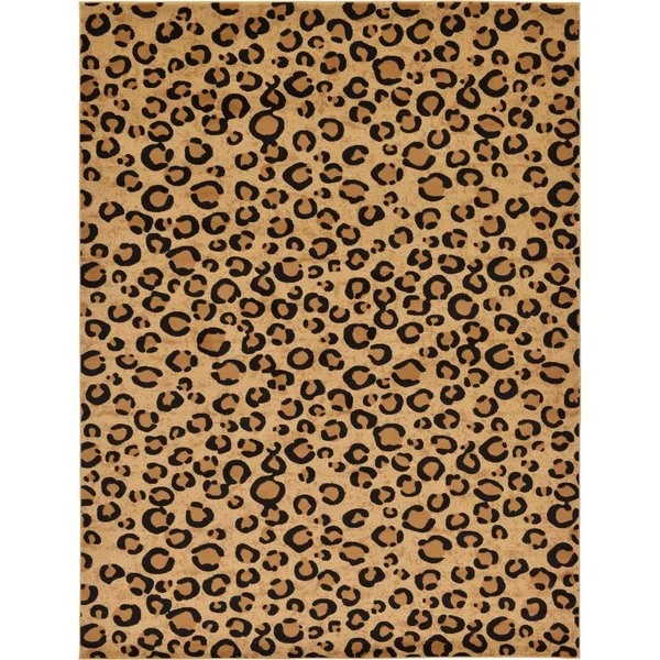 Unique Loom Leopard wildlife Area Rug (9& x 12& - Light Brown)