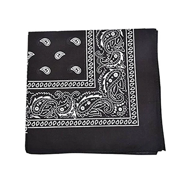 Qraftsy Paisley 100% Cotton Non Fading Print Double Sided Bandanas - Bulk Lot - 35 Pack, Size: One size, Black