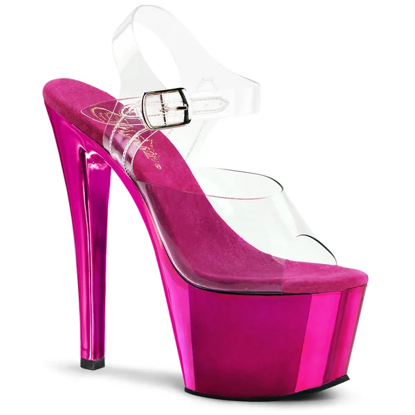 Pleaser - Sky-308 9 - Clear/Hot Pink Chrome
