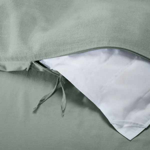 King Heavyweight Linen Blend Duvet Cover & Sham Set Sage Green - Casaluna