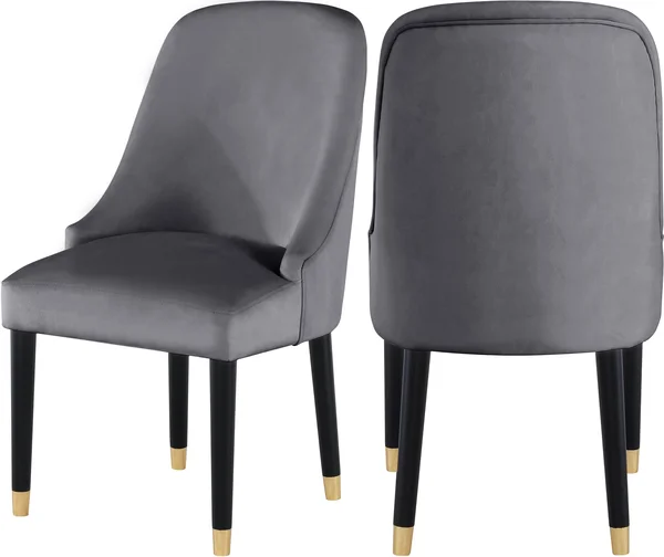 Meridian Omni Dining Chair Grey Velvetu0026 Espresso (Set of 2)
