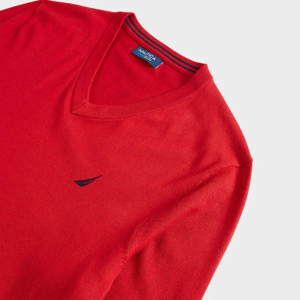 Nautica Men's Big & Tall Navtech V-Neck Sweater - Naut Red - XLT