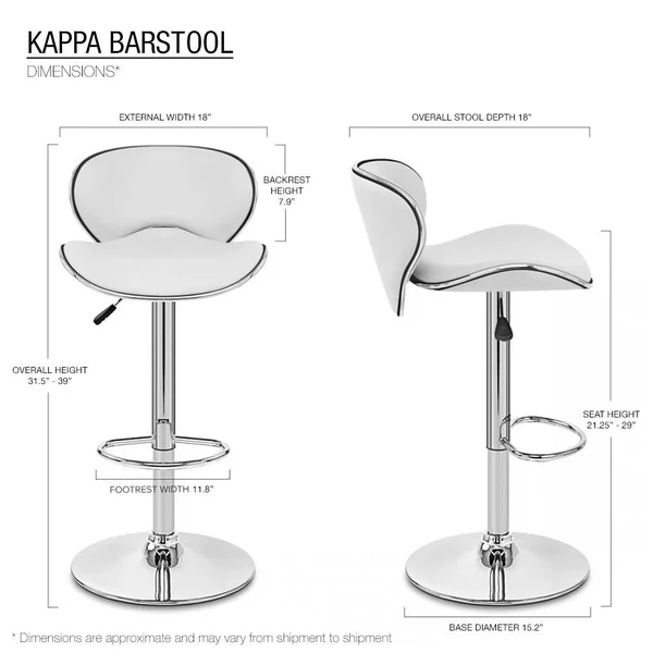 Set of 4 Kappa Contemporary Adjustable Barstool Red