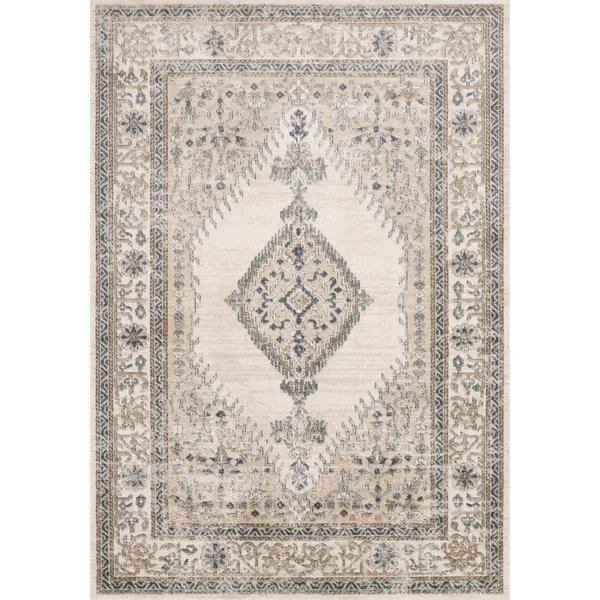 Alexander Home Josefina Diamond Medallion Traditional Rug - 2&8x22 x 10&6x22 - Oatmeal, Ivory
