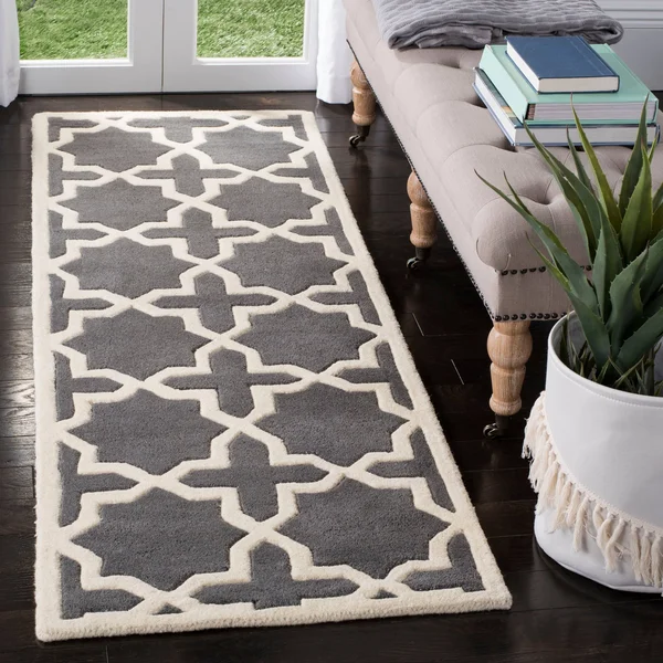 Safavieh Chatham CHT732D Dark Grey, Ivory Rug 2&3x22 x 11& Runner