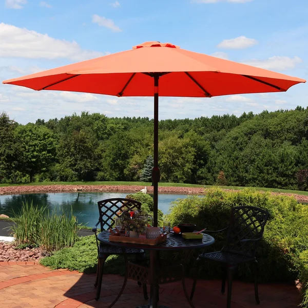Sunnydaze 9-Foot Fade Resistant Patio Umbrella with Auto Tilt - Burnt Orange
