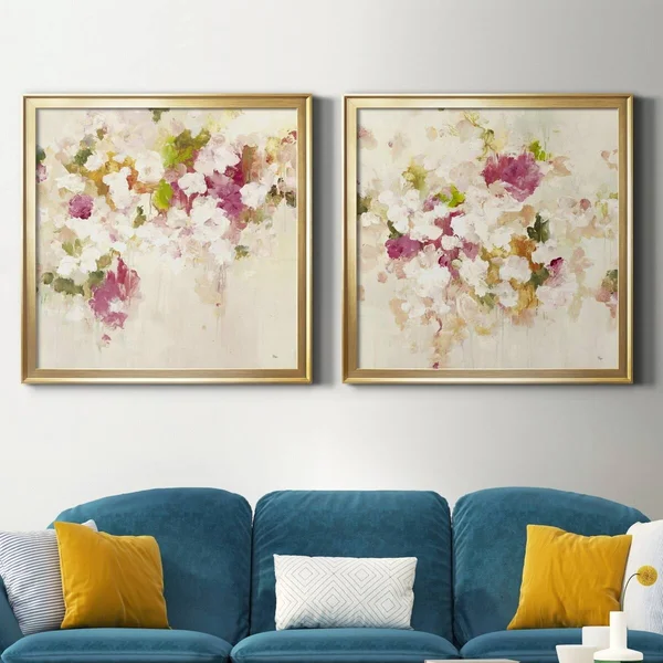Floral Muse III-Framed Gallery Wrapped Canvas - Ready to Hang - Gold - 16x16