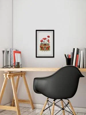 Purse with Red Flowers Framed Print - Multi