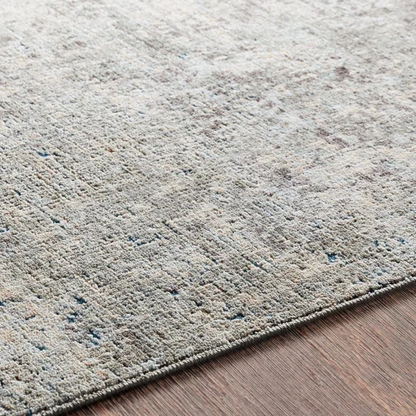 5' x 8.1' Distressed Finish Ivory and Cloud Gray Rectangular Area Throw Rug
