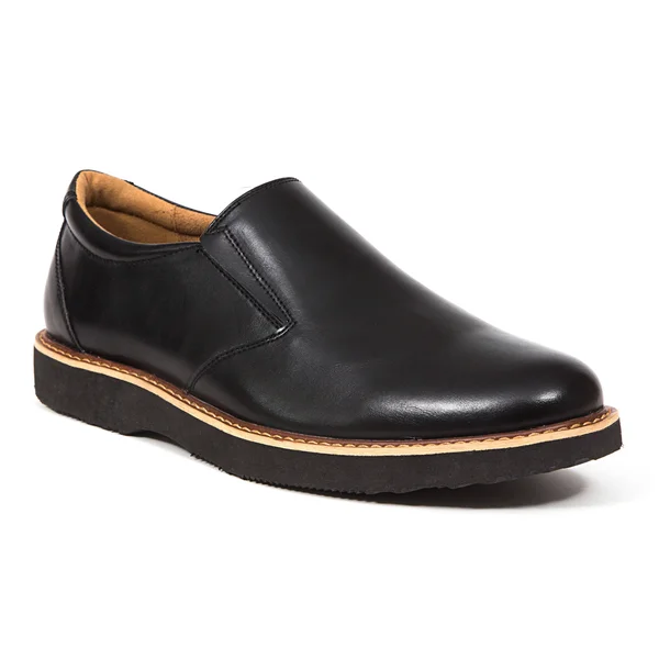 Deer Stags Men's Walkmaster Twin Gore Slip On - Size: 9 Wide, Black