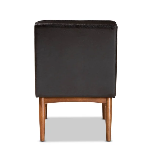 Baxton Studio Riordan Mid-Century Modern Dark Brown Faux Leather Upholstered and Walnut Brown Finished Wood Dining Chair