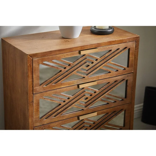 COZAYH 3-Drawer Mirror Fronts Accent Dresser - 3-Drawer