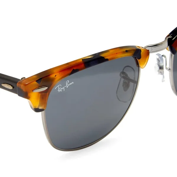 Ray-Ban RB3016-1158R5 Clubmaster Fleck Sunglasses - Tortoise Black/Blue Grey Classic Lens - 49mm