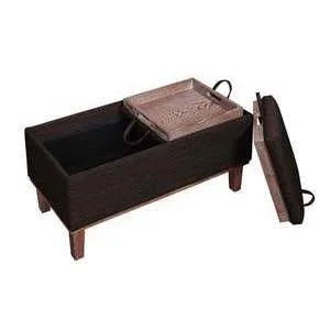 Brentwood Storage Ottoman Mocha Faux Linen/Brown Trays - Breighton Home