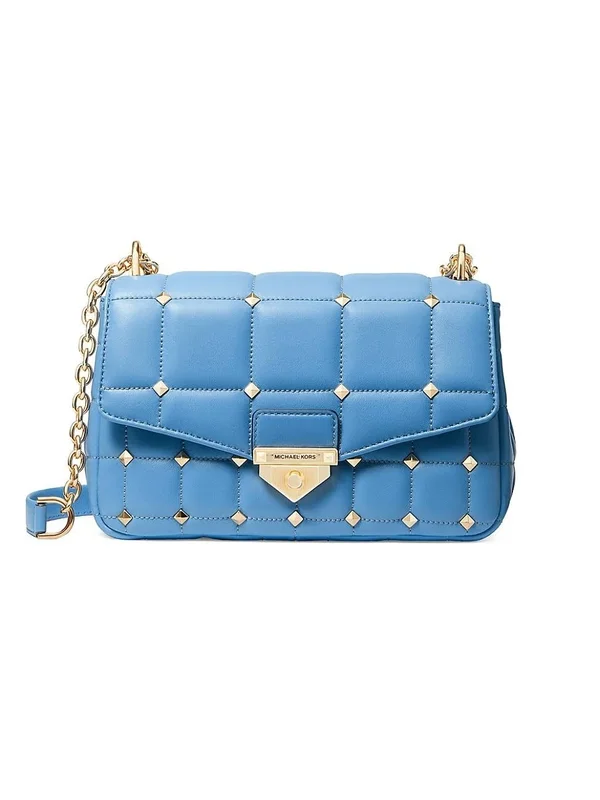 Michael Kors Soho Large Studded Quilted Leather Shoulder Bag - Blue