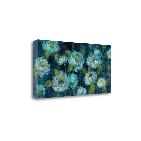 Tangletown Fine Art Indigo Mums by Silvia Vassileva - Giclee Print on Gallery Wrap Canvas, 24x22 x 47
