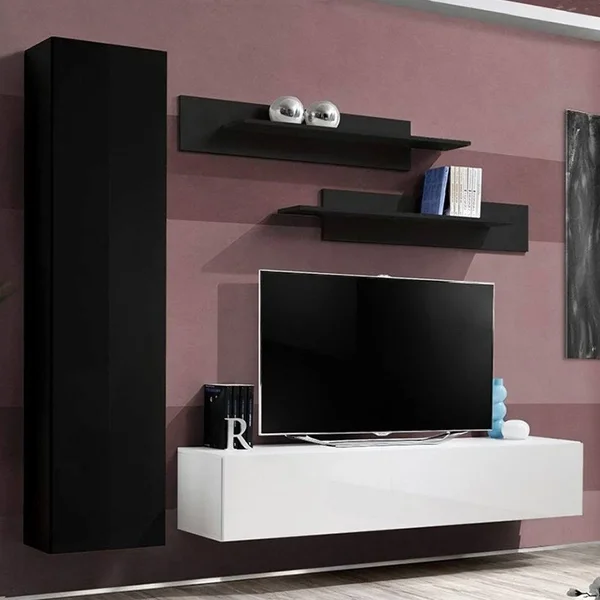 Fly G1 30TV Wall Mounted Floating Modern Entertainment Center (White/Black)