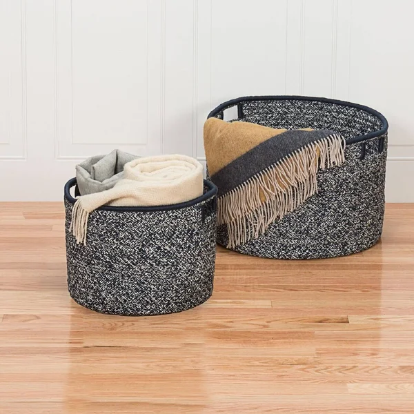 15x22 Denim Blue Modern Round Storage Basket