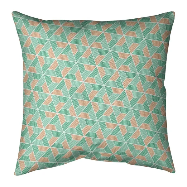 Two Color Trapezoids Throw Pillow - 20 x 20 - Green & Yellow - Synthetic Fiber