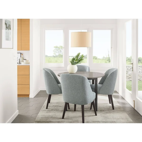 Room & Board, Modern Cora Side Chair in Declan Natural w/ Charcoal Legs White Brown - Performance Fabric