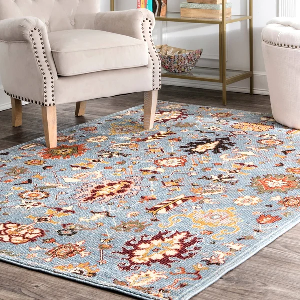 nuLOOM Transitional Melange Oriental Bloom Area Rug Blue 5& x 8& 5& x 8&