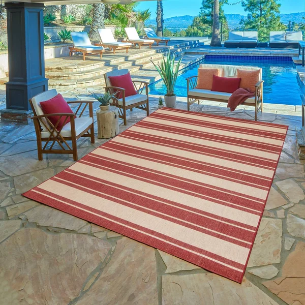 Gertmenian Paseo Castro Grain Indoor/Outdoor Rug, Red, 5x7 ft