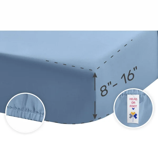California Design den Silky Soft Sateen Solid Sheet Set Twin XL - Denim Blue, Sheet Set - 100% Sateen Cotton - 500 Thread Count