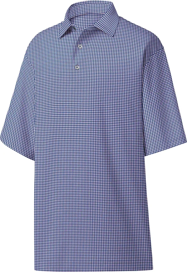 FootJoy Men's Heather Lisle Houndstooth Golf Polo, XXL, Blue