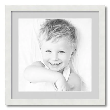 ArtToFrames 20x20 inch Matted Picture Frame with 16x16 inch Single Mat Photo Opening Framed in 1.25 inch Satin White Frame and 2