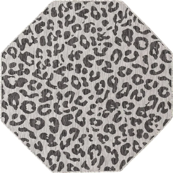 Outdoor Safari Light Gray 5 ft Octagon Octagon Area Rug Indoor Outdoor Rug