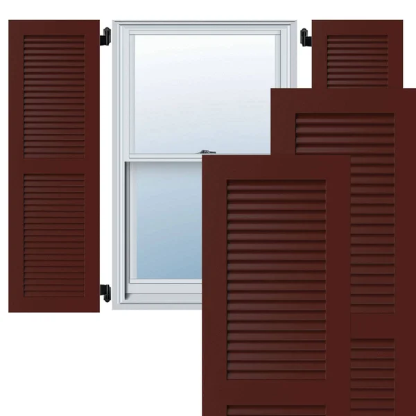 Ekena Millwork CWL15X046CRC 15x22W x 46x22H Exterior Composite Louvered Shutters (Per Pair), Cottage Red