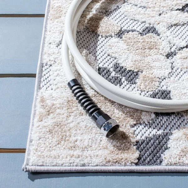 Safavieh Cabana Ivory/Charcoal 8 ft. x 10 ft. Floral Striped Indoor/Outdoor Area Rug