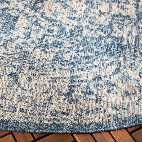 Safavieh Courtyard Collection CY8671-368 Indoor/Outdoor Area Rug, 6& 7x22 Square, Navy/Grey