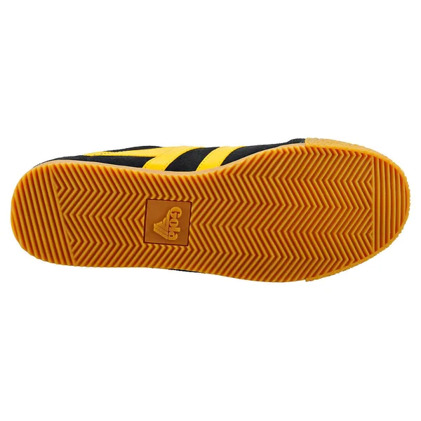 Gola Harrier Mens Black Yellow Suede Classic Trainers