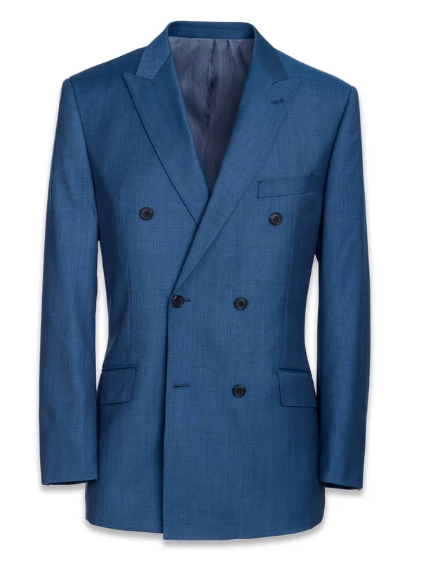 Men's Suit - Tailored Fit in Solid Slate Blue Sharkskin, Paul Fredrick