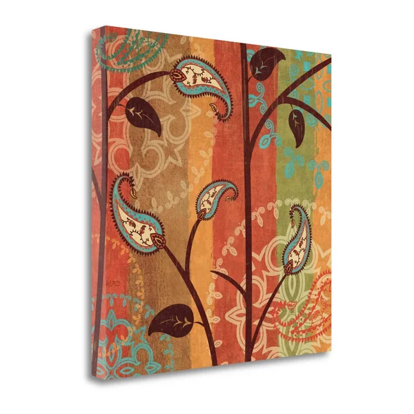Tangletown Fine Art Paisley Garden II by Veronique Charron, Giclee Print on Wrap Canvas, 25x25x22