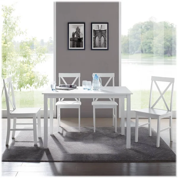 Walker Edison - Farmhouse Rectangular 5-Piece Dining Set - White