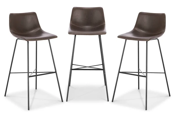 Paxton 29” Bar Stool in Brown, Set of 3, Poly & Bark