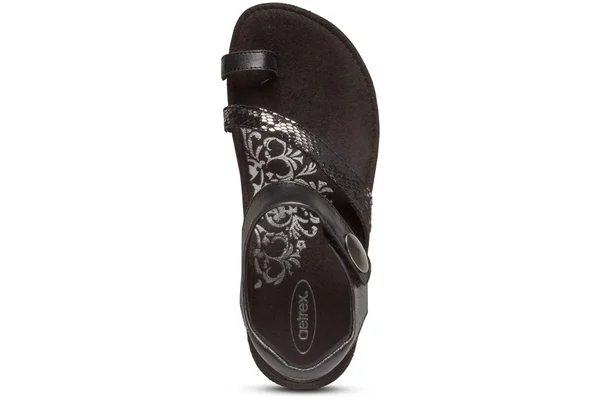 Aetrex Georgia Toe Loop Sandal Black, 8.5