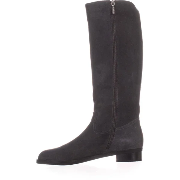 Aqua College Womens Elsa Round Toe Knee High Riding Boots, Dark Grey Suede