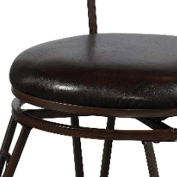 Metal Counter Stool with Leatherette Swivel SEAT, Black and Brown