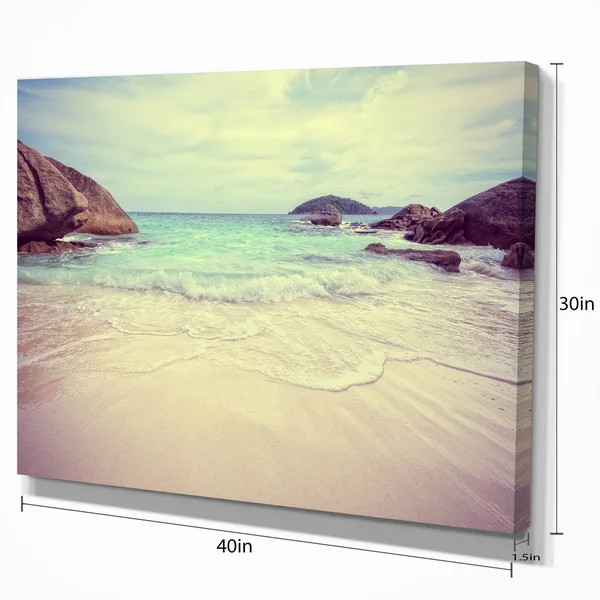 Design Art Vintage Style Seashore Thailand Photographic Print on Wrapped Canvas, White