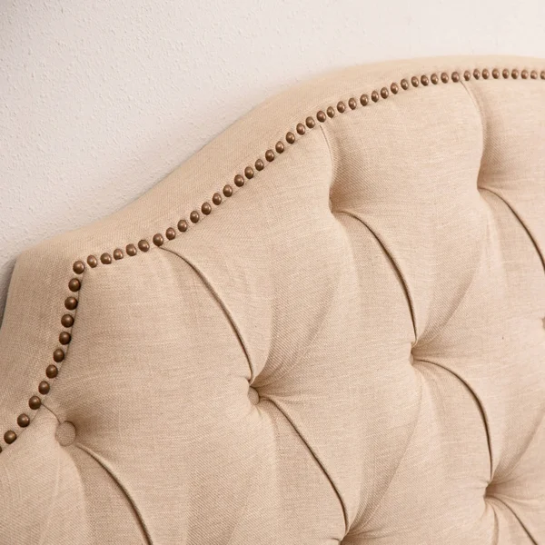 Abbyson Royal Tufted Ivory Linen Queen/ Full Headboard