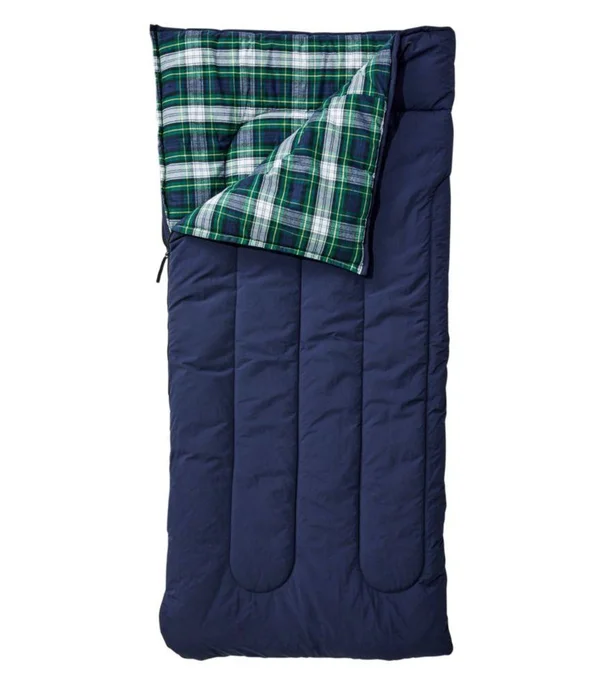 L.L.Bean Flannel Lined Camp Sleeping Bag, 40° Blue, L.L.Bean