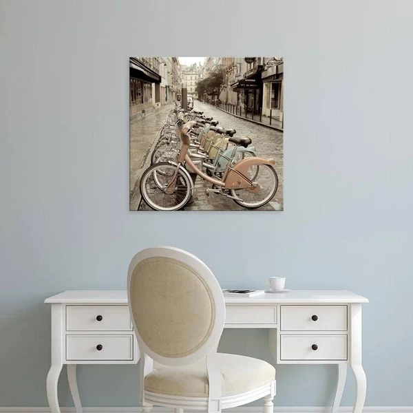 Easy Art Prints Alan Blaustein's 'City Street Ride Paris' Premium Canvas Art - 40 x 40 - Brazilian Barnwood Frame