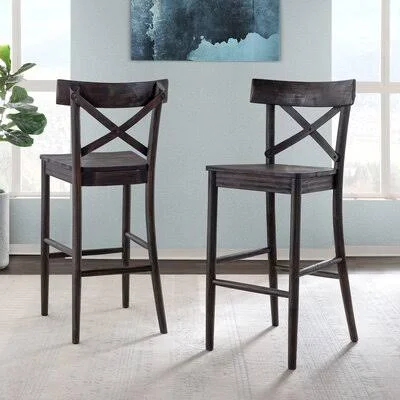 Evelin Solid Wood Bar & Counter Stool Sand & Stable Seat Height: Bar Stool (29” Seat Height)
